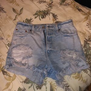 High waisted blue shorts